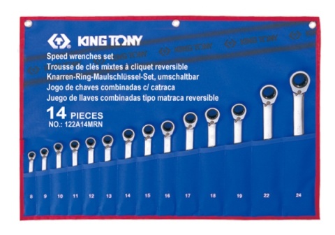 122A14MRN - ZESTAW KLUCZY PŁASKO-OCZKOWYCH Z GRZECHOTKĄ DWUKIERUNKOWĄ 373A 14cz. 8 - 24mm, ETUI 122A14MRN - ZESTAW KLUCZY PŁASKO-OCZKOWYCH Z GRZECHOTKĄ DWUKIERUNKOWĄ 373A 14cz. 8 - 24mm, ETUI