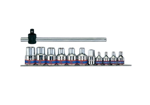 7112PR - ZESTAW NASADEK 3/8"+1/2" 12cz. E4-E20+POKRĘTŁO, CHROM, SZYNA 7112PR - ZESTAW NASADEK 3/8"+1/2" 12cz. E4-E20+POKRĘTŁO, CHROM, SZYNA