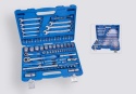 7582MR - ZESTAW NARZĘDZI 83 CZ. NASADKI 1/4"+1/2" 4 -32mm 6-kąt. Z GRZECHOTKAMI, KLUCZE, BITY, LATARKA, WALIZKA