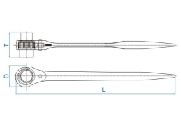 DWUSTRONNY KLUCZ NASADKOWY Z GRZECHOTKĄ 19x22mm (DO RUSZTOWAŃ), DŁ. 320mm