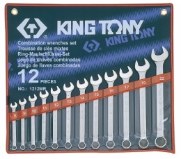 King Tony ZESTAW KLUCZY PŁASKO-OCZKOWYCH 12cz. 8 - 22mm, W ETUI 1212MR