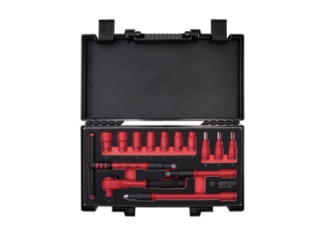 PROMOCJA - 35VE01MRV - ZESTAW NASADEK IZOLOWANYCH 3/8" 14cz. KRÓTKIE. 6-kąt. 10 - 19mm. Z AKCESORIAMI. CHROM. KASETA Z TWORZYWA PROMOCJA - 35VE01MRV - ZESTAW NASADEK IZOLOWANYCH 3/8" 14cz. KRÓTKIE. 6-kąt. 10 - 19mm. Z AKCESORIAMI. CHROM. KASETA Z TWORZYWA