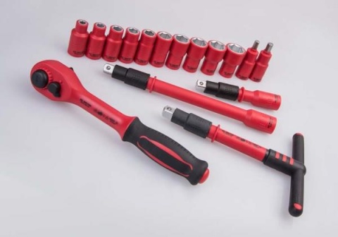 PROMOCJA - 45VE01MRV - ZESTAW NASADEK IZOLOWANYCH 1/2" 16cz. KRÓTKIE. 6-kąt. 8 - 24mm. Z AKCESORIAMI. CHROM. KASETA Z TWORZYWA PROMOCJA - 45VE01MRV - ZESTAW NASADEK IZOLOWANYCH 1/2" 16cz. KRÓTKIE. 6-kąt. 8 - 24mm. Z AKCESORIAMI. CHROM. KASETA Z TWORZYWA