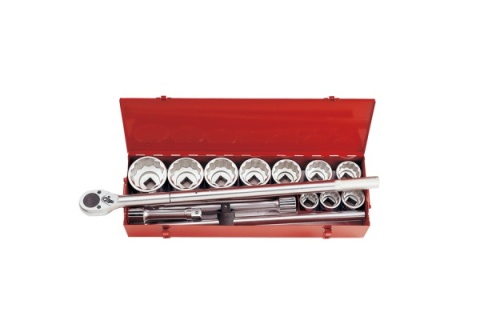 8015MR - ZESTAW NASADEK 1" 14cz.KRÓTKIE 12-kąt. 36 - 80mm Z GRZECHOTKĄ I AKCESORIAMI, KASETA 8015MR - ZESTAW NASADEK 1" 14cz.KRÓTKIE 12-kąt. 36 - 80mm Z GRZECHOTKĄ I AKCESORIAMI, KASETA