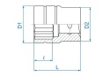 833048S - NASADKA KRÓTKA 1" CALOWA 1-1/2" x 65mm 12-kąt. Cr-V
