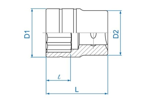 833060M - NASADKA KRÓTKA 1" 60mm x 87mm 12-kąt. Cr-V 833060M - NASADKA KRÓTKA 1" 60mm x 87mm 12-kąt. Cr-V