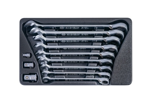 9-102A12MR - ZESTAW KLUCZY PŁASKO-OCZKOWYCH Z GRZECHOTKĄ DWUKIERUNKOWĄ 373A 12cz. 10-19mm, Z ADAPTERAMI DO NASADEK, DO WÓZKA 9-102A12MR - ZESTAW KLUCZY PŁASKO-OCZKOWYCH Z GRZECHOTKĄ DWUKIERUNKOWĄ 373A 12cz. 10-19mm, Z ADAPTERAMI DO NASADEK, DO WÓZKA
