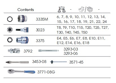9-3545MRV - ZESTAW NASADEK 3/8" 45cz. KRÓTKIE 6-kąt.6-24mm, Z AKCESORIAMI, WKŁAD Z PIANKI EVA DO WÓZKA 9-3545MRV - ZESTAW NASADEK 3/8" 45cz. KRÓTKIE 6-kąt.6-24mm, Z AKCESORIAMI, WKŁAD Z PIANKI EVA DO WÓZKA