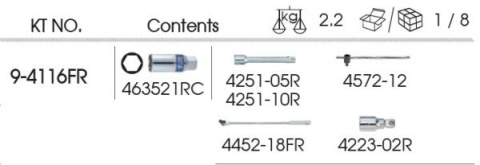 9-4116FR - ZESTAW AKCESORIÓW 1/2", WKŁAD DO SKRZYNKI 87402 9-4116FR - ZESTAW AKCESORIÓW 1/2", WKŁAD DO SKRZYNKI 87402