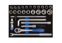 9-4527MRV02 - ZESTAW NASADEK 1/2" 27cz. KRÓTKIE 6-kąt. 8 - 32mm Z AKCESORIAMI, WKŁAD Z PIANKI EVA DO WÓZKA