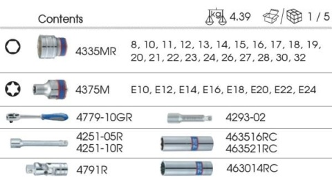 PROMOCJA - 9-4537MRV - ZESTAW NASADEK 1/2" 37cz. KRÓTKIE 6-kąt. 8 - 32mm Z AKCESORIAMI. WKŁAD Z PIANKI EVA DO WÓZKA PROMOCJA - 9-4537MRV - ZESTAW NASADEK 1/2" 37cz. KRÓTKIE 6-kąt. 8 - 32mm Z AKCESORIAMI. WKŁAD Z PIANKI EVA DO WÓZKA