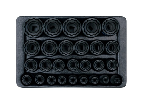 9-4827MP - ZESTAW NASADEK UDAROWYCH 1/2" 27 cz. KRÓTKIE 12-KĄT, 8 - 36mm, WKŁAD DO WÓZKA 9-4827MP - ZESTAW NASADEK UDAROWYCH 1/2" 27 cz. KRÓTKIE 12-KĄT, 8 - 36mm, WKŁAD DO WÓZKA