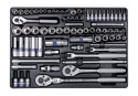 9-5575MR - ZESTAW NASADEK 1/4" + 3/8" 75cz. KRÓTKIE / DŁUGIE / IMBUSY / GWIAZDKI, 6-kąt. 4 - 22mm Z AKCESORIAMI, WKŁAD DO WÓZKA