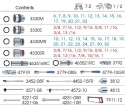 9-7069CRV - ZESTAW NASADEK 3/8" + 1/2" 70cz. KRÓTKIE 12-kąt. 6 - 32mm, CALOWE 3/8" - 13/16" Z AKCESORIAMI, WKŁAD DO WÓZKA