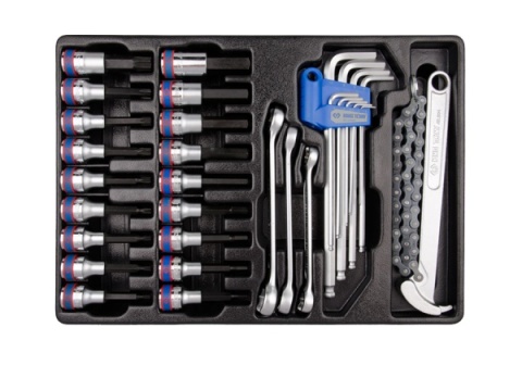 9-90131MR - ZESTAW NASADKI Z BITAMI 1/2" 20cz. IMBUSY DŁUGIE HEX Z KULKĄ 9cz. KLUCZ ŁAŃCUCHOWY DO FILTRA OLEJU 3204, DO WÓZKA