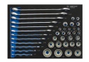 9-9040SRV - ZESTAW NASADEK 1/4"+3/8"+1/2" + KLUCZE PŁASKO OCZKOWE CALOWE 40cz., WKŁAD Z PIANKI EVA DO WÓZKA