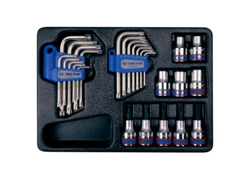 9-91026PR - ZESTAW NASADEK 1/2" 26cz. KRÓTKIE E10 - E18, T30 - T55 + TORXY TYPU "L", WKŁAD DO WÓZKA