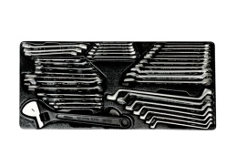 ZESTAW KLUCZY 38cz. - PŁASKO-OCZKOWE 15cz. 6-21mm, PŁASKIE 11cz. 8-19mm, CALOWE 1/4-7/8