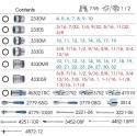 ZESTAW NASADEK 1/4"+ 3/8" + 1/2" 77cz. KRÓTKIE 12-kąt. 4-32mm, 3/16" - 1-1/4" Z AKCESORIAMI, WKŁAD Z PIANKI EVA DO SKRZYNKI 8741