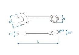 10D0-13 - KLUCZ PŁASKO-OCZKOWY KRÓTKI 13mm x 110mm