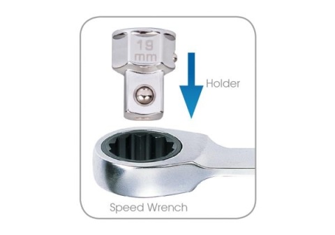 373204R - UCHWYT DO NASADEK 1/2" NA KLUCZ Z GRZECHOTKĄ 19mm 373204R - UCHWYT DO NASADEK 1/2" NA KLUCZ Z GRZECHOTKĄ 19mm