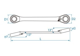 37371213M - KLUCZ OCZKOWY DWUSTRONNY Z GRZECHOTKĄ DWUKIERUNKOWĄ 72 ZĘBY 12mm x 13mm