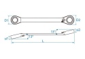 37372123M - KLUCZ OCZKOWY DWUSTRONNY Z GRZECHOTKĄ DWUKIERUNKOWĄ 72 ZĘBY 21mm x 23mm