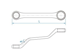 9611617 - KLUCZ OCZKOWY ODGIĘTY 45° MINI 150mm 16 x 17mm