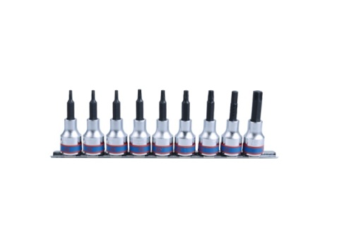 4119PR10 - ZESTAW NASADEK Z KOŃCÓWKĄ TORX 1/2" 9 cz. DŁUGIE T20 - T60 ZESTAW NA SZYNIE 4119PR10 - ZESTAW NASADEK Z KOŃCÓWKĄ TORX 1/2" 9 cz. DŁUGIE T20 - T60 ZESTAW NA SZYNIE