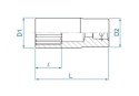 423512M - NASADKA DŁUGA 1/2" 12mm x 77mm 6-kąt Cr-V
