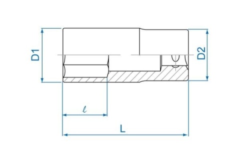 423528M - NASADKA DŁUGA 1/2" 28mm x 77mm 6-kąt Cr-V