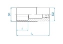 423548S - NASADKA DŁUGA 1/2" 1-1/2" x 77mm 6-kąt Cr-V