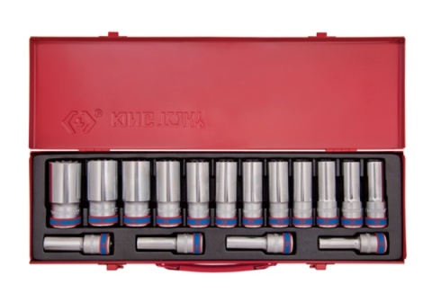 PROMOCJA - 4316MR - ZESTAW NASADEK 1/2" 16cz. DŁUGIE 10 - 32mm 6-kąt. KASETA