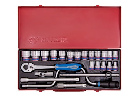 4325MR - ZESTAW NARZĘDZI 1/2" 24cz. NASADKI KRÓTKIE 6-kąt. 10 - 32mm KASETA