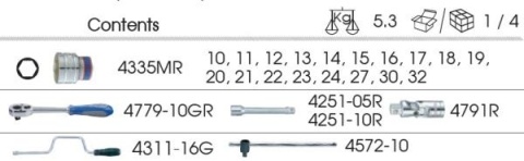 4325MR - ZESTAW NARZĘDZI 1/2" 24cz. NASADKI KRÓTKIE 6-kąt. 10 - 32mm KASETA 4325MR - ZESTAW NARZĘDZI 1/2" 24cz. NASADKI KRÓTKIE 6-kąt. 10 - 32mm KASETA