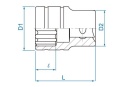 433013SR - NASADKA KRÓTKA 1/2" CALOWA 13/32" x 37mm 12-kąt. Cr-v