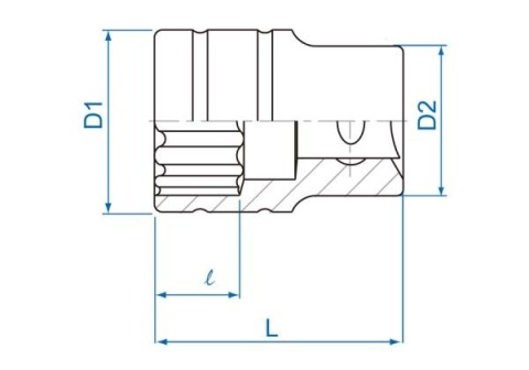 433024MR - NASADKA KRÓTKA 1/2" 24mm x 42mm 12-kąt. Cr-v