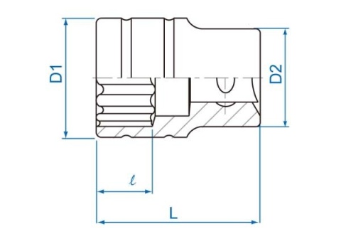 433032SR - NASADKA KRÓTKA 1/2" CALOWA 1" x 42mm 12-kąt. Cr-v