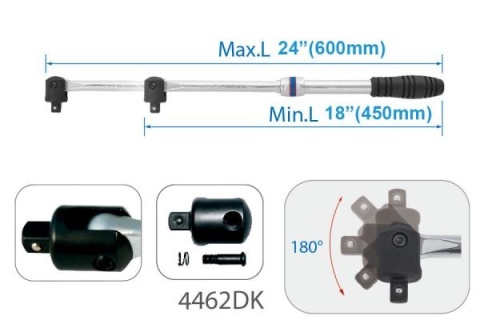 4461-24G - POKRĘTŁO TELESKOPOWE ŁAMANE 1/2" 450 - 650mm 4461-24G - POKRĘTŁO TELESKOPOWE ŁAMANE 1/2" 450 - 650mm