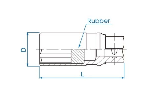 463021R - NASADKA DO ŚWIEC 1/2" 21mm x 68mm 12-kąt. WKŁADKA GUMOWA
