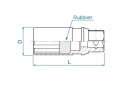 463516R - NASADKA DO ŚWIEC 1/2" 16mm x 65mm 6-kąt. WKŁADKA GUMOWA