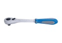 4773-10GS - GRZECHOTKA Z PRZYCISKIEM 1/2" 90 ZĘBÓW 250mm CHROM, UCHWYT GUMOWY