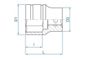 P433512SR - NASADKA KRÓTKA 1/2" CALOWA 3/8" x 38mm 6-kąt. Cr-v