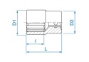 233007S - NASADKA KRÓTKA 1/4" 7/32" x 24mm, 12-kąt. Cr-V